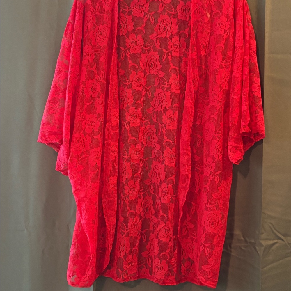 Luxurious Scarlet Lace Robe